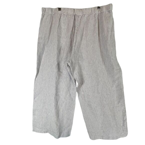 J Jill Love Linen Button Side Nautical Pants Crop Blue Stripe SIZE LARGE Womens - Picture 3 of 13